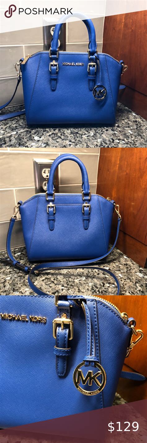 blue crossbody michael kors|Michael Kors cobalt blue handbag.